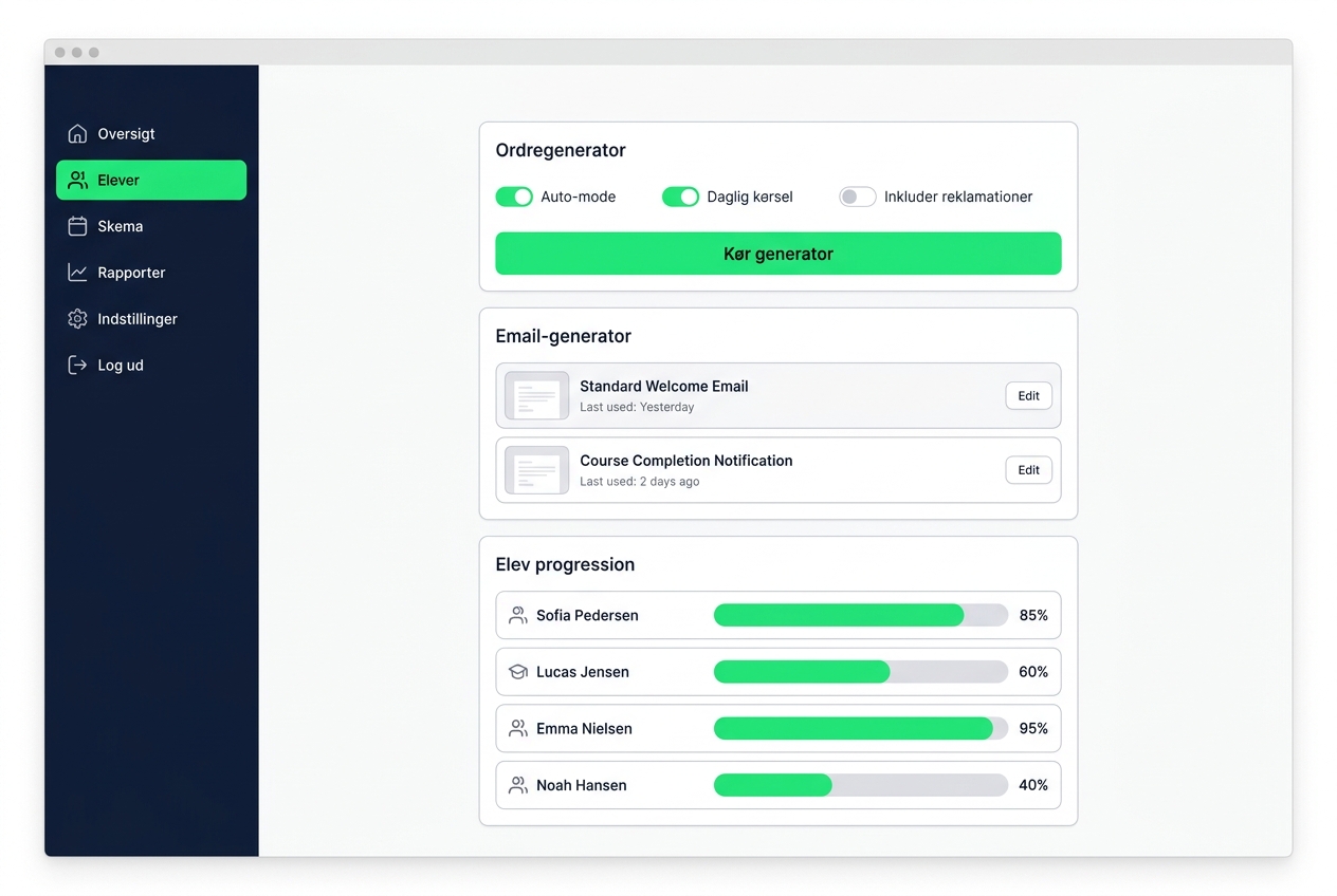 Lærer-dashboard i Simulant