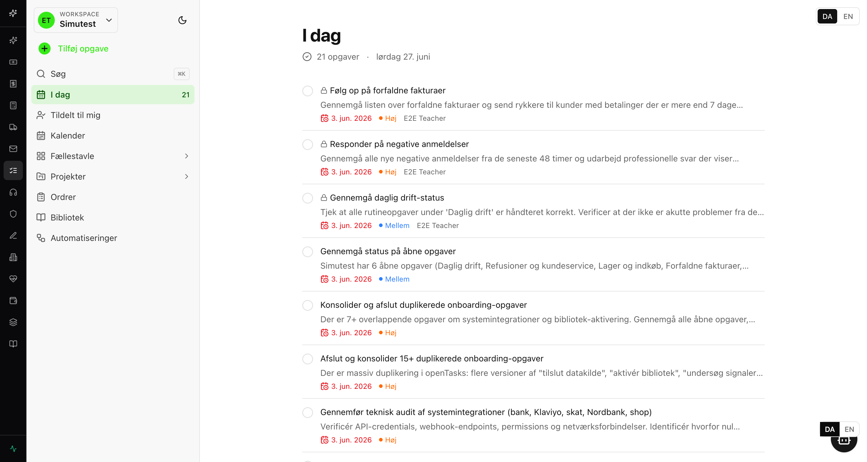 Opgaver i Simulant