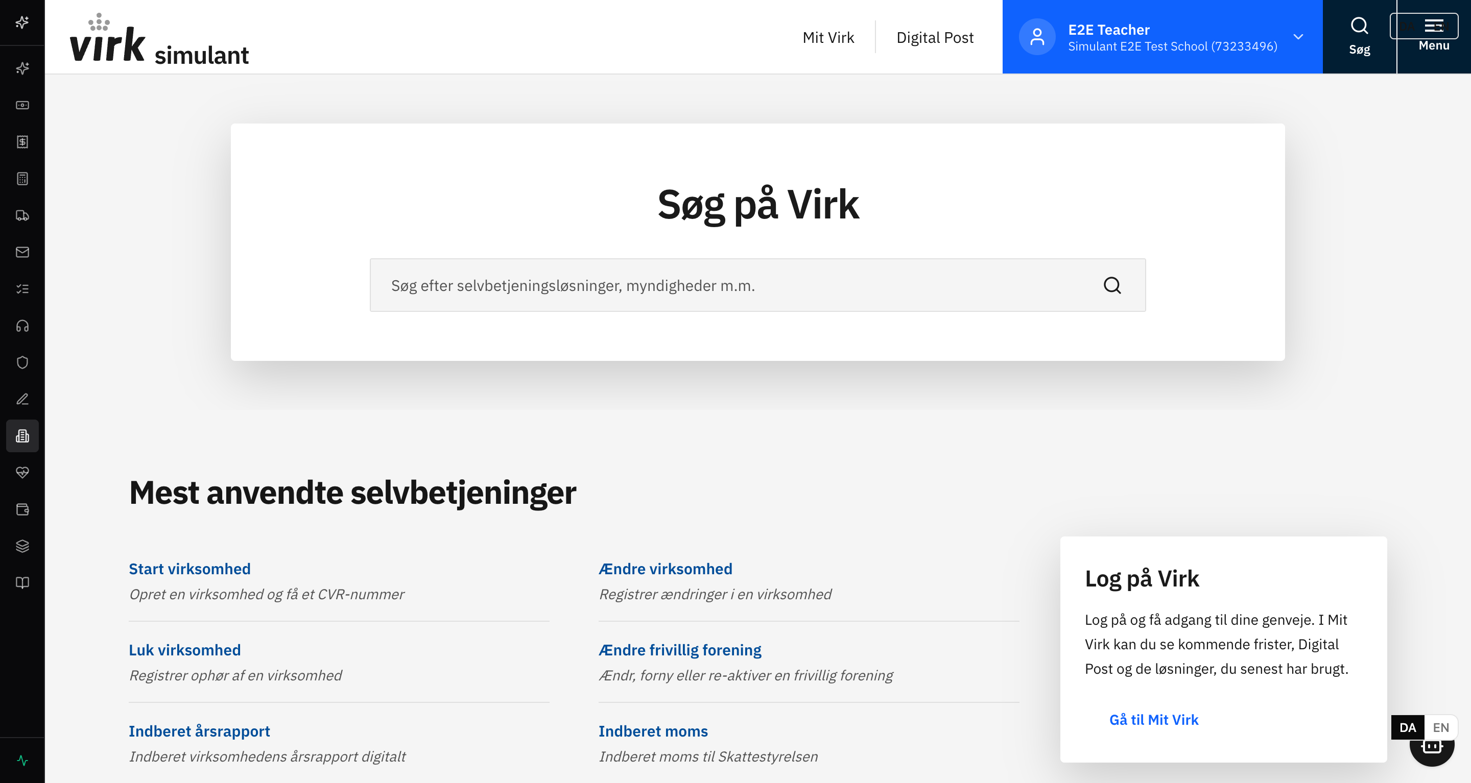 Virk.dk-flow i Simulant
